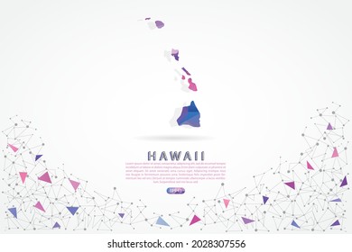 Hawaii map - State of USA Map International vector template with polygon pink color gradient isolated on white background for education, website, banner - Vector illustration eps 10