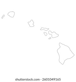 Hawaii map. Map of Hawaii state in white color.