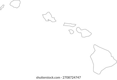 Hawaii Map Stroke Outline Editable Vector Isolated