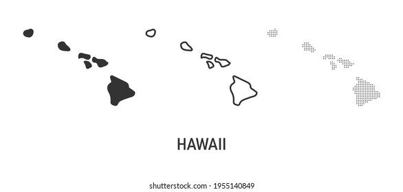 Hawaii map. Map of the United States of America made of dots, line and whole. Vector illustration.