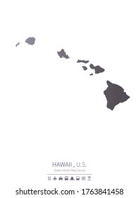 Hawaii-Karte. Wir stellen Vektorgrafik-Reihen. Vereinigte Staaten bilden Hintergrund.