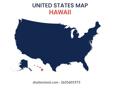 Hawaii map of USA state. Hawaii map vector illustration. Hawaii vector map on white background.