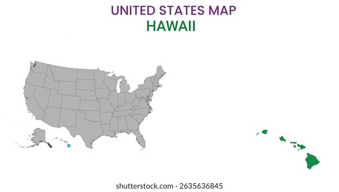 Hawaii map of USA state. Hawaii map vector illustration. Hawaii vector map on white background.