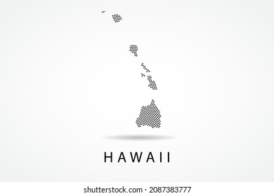 Hawaii Map - USA, United States of America Map vector template with Black dots, grid, grunge, halftone style isolated on white background for education, infographic - Vector illustration eps 10