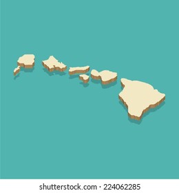 Hawaii Map Vector three dimensional