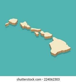 Hawaii Map Vector three dimensional