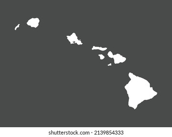 Hawaii map vector, white color, Isolated on gray background