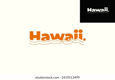 hawaii name sea wave logo design, a logo design for the name of a beautiful island in the Pacific called Hawaii combined with an illustration of sea waves in a negative space style.
EPS 10 vector.