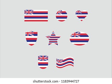 Hawaii national flag set country emblem state symbol