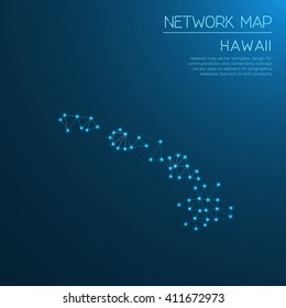 Hawaii network map. Abstract polygonal US state map design. Internet connections vector illustration.