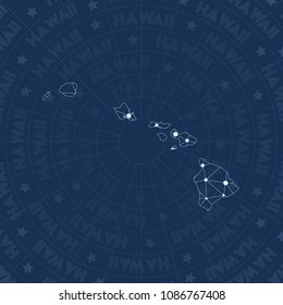 Hawaii network style island map. Ravishing space style, modern design for infographics or presentation.