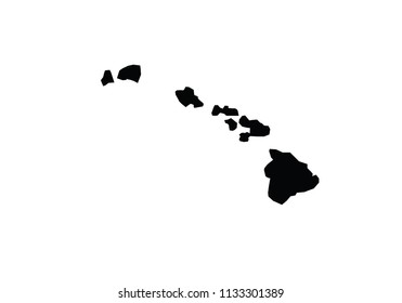 Hawaii outline map black USA state borders black vector illustration