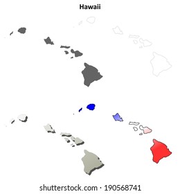 Hawaii Outline Map Set - Vector Version