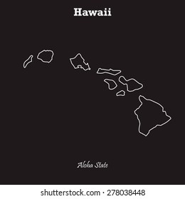 Hawaii outline map, stroke. Name of state. Line style. Vector EPS8