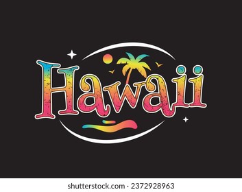 hawaii with palm beach silhouette for t shirt design