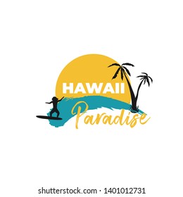 Hawaii Paradise Background Surfing Men On Stock Vector (Royalty Free ...