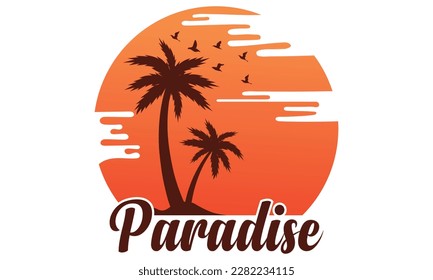 Hawaii paradise T-shirt design vector Illustration summer concept slogan t shirt. Vector illustration design for fashion graphics, t shirt prints etc.Beach shirt , surfing, time for surfing,