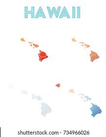Hawaii polygonal island map. Mosaic style maps collection. Bright abstract tessellation, geometric, low poly, modern design. Hawaii polygonal maps for infographics or presentations.
