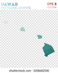 Hawaii polygonal, mosaic style US state map. Tempting low poly style, modern design for infographics or presentation.