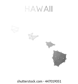 Hawaii polygonal vector map. Molecular structure US state map design. Network connections polygonal Hawaii map in geometric style for your infographics.