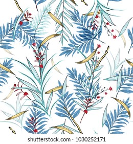 Hawaii print vector seamless beautiful artistic Bright summer tropical pattern with exotic forest. Colorful original stylish floral mix with leaves background , on white Hawaii print vector seamless beautiful artistic Bright summer tropical pattern with exotic forest. Colorful original stylish floral mix with leaves background , on white