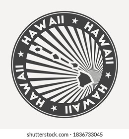 Hawaii round logo. Vintage travel badge with the circular name and map of us state, vector illustration. Can be used as insignia, logotype, label, sticker or badge of the Hawaii.