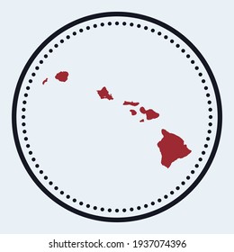 Hawaii round stamp. Round logo with island map and title. Stylish minimal Hawaii badge with map. Vector illustration.