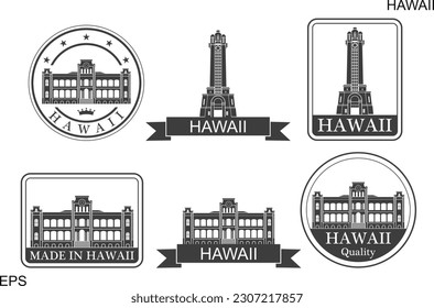 Hawaii set. Isolated Hawaii on white background
