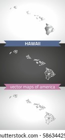 Hawaii set of vector graphic modern polygonal maps