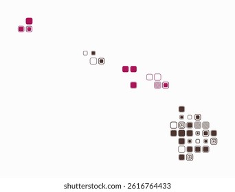 Hawaii, shape of the state build of colored cells. Digital style map of the Hawaii on white background. Large size rounded square blocks. Plain vector illustration.