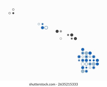Hawaii, shape of the state build of colored cells. Digital style map of the Hawaii on white background. Large size circle blocks. Stylish vector illustration.