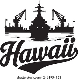 Hawaii Ship Silhouette Vector Illustration