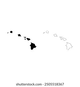 Hawaii silhouettes maps vector transparent background