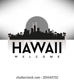 Hawaii skyline silhouette design, vector illustration.