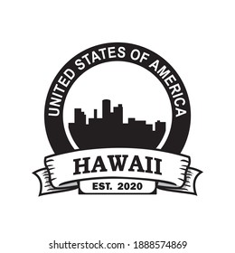 hawaii skyline silhouette vector logo