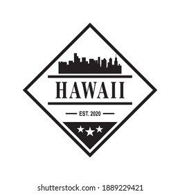 hawaii skyline silhouette vector logo