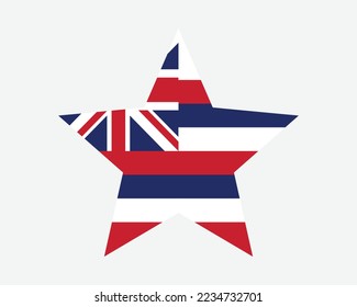 Hawaii Star Flag. HI USA Five Point Star Shape State Flag. Hawaiian US Banner Icon Symbol Vector Flat Artwork Graphic Illustration