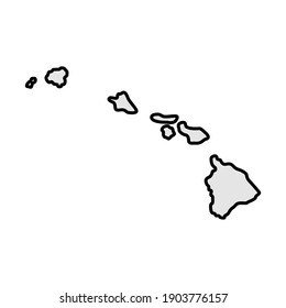 Hawaii state borders, United States of America. Hawaii border map. Political borders of the USA Hawaii state.