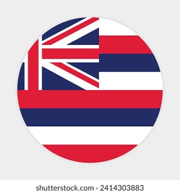 Hawaii state flag vector icon design. Hawaii state circle flag. Round of Hawaii flag. 
