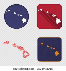 Hawaii State Map Icons Collection