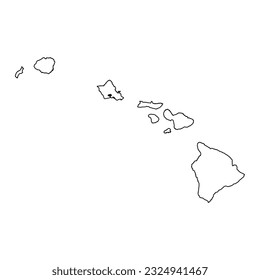 Hawaii state map with islands. Vector illustration.