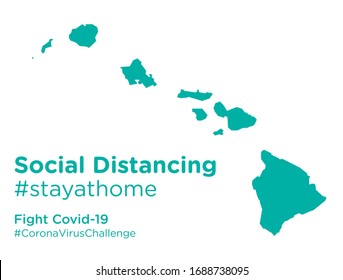 Hawaii state map with Social Distancing stayathome tag