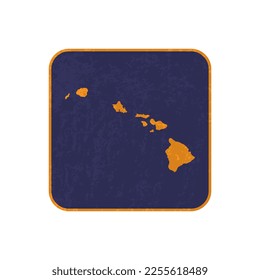 Hawaii state map square with grunge texture. Vector illustration.