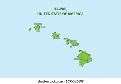 Hawaii State Map, United State of America