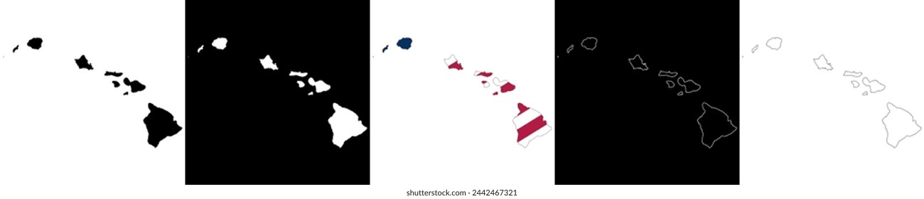 Hawaii state outline map set