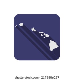 Hawaii state square map with long shadow