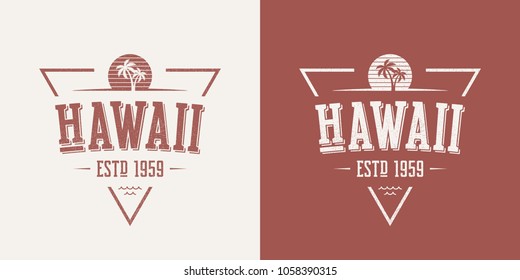 Hawaii state textured vintage vector t-shirt and apparel design, typography, print, logo, poster. Global swatches.