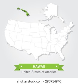 Hawaii state. USA administrative map.