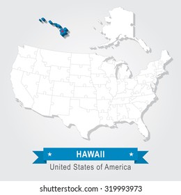 Hawaii state. USA administrative map.