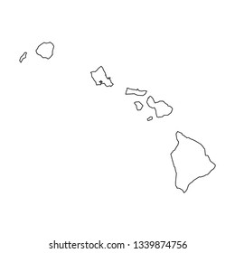 Hawaii, state of USA - solid black outline map of country area. Simple flat vector illustration.